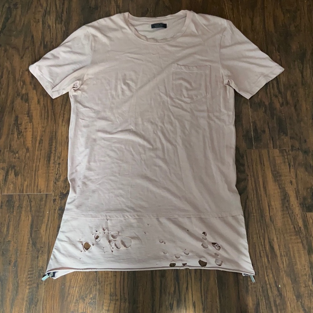 Zara distressed pink T-shirt